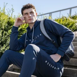 Men's Nathan Technical Fleece Overhead Hoodie Marine / Silver