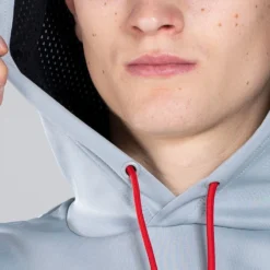 Men's Cody Hybrid Pullover Hoodie Grey / Black / Red -Canterbury Shop am3a0422