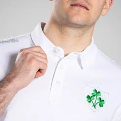 Men's Ireland Shamrock Pima Cotton Polo Shirt White -Canterbury Shop am3a1736 1