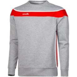 Men's Auckland Fleece Crew Neck Sweatshirt Grey / Red / White