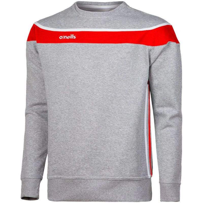 Men's Auckland Fleece Crew Neck Sweatshirt Grey / Red / White 1 Men's Auckland Fleece Crew Neck Sweatshirt Grey / Red / White