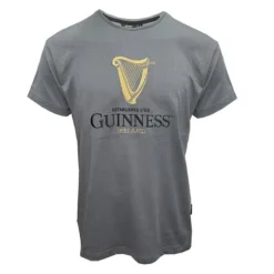 Guinness Men's Embroidered Harp T-Shirt Pewter -Canterbury Shop g1339 01