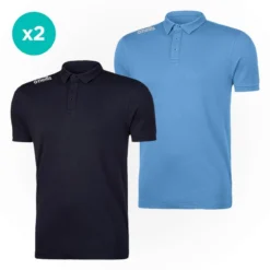 Men's Pima Cotton Polo Shirt 2 Pack Marine / Sky