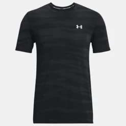 Under Armour Men's Seamless Wave Short Sleeve T-Shirt Black / Mod Grey -Canterbury Shop ps1373726 001 hf