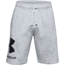 Under Armour Men's UA Rival Fleece Big Logo Shorts Mod Gray Light Heather / Black -Canterbury Shop s7.ps1357118 011 hf
