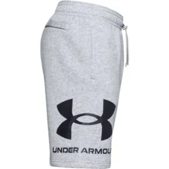 Under Armour Men's UA Rival Fleece Big Logo Shorts Mod Gray Light Heather / Black -Canterbury Shop s7.ps1357118 011 hs