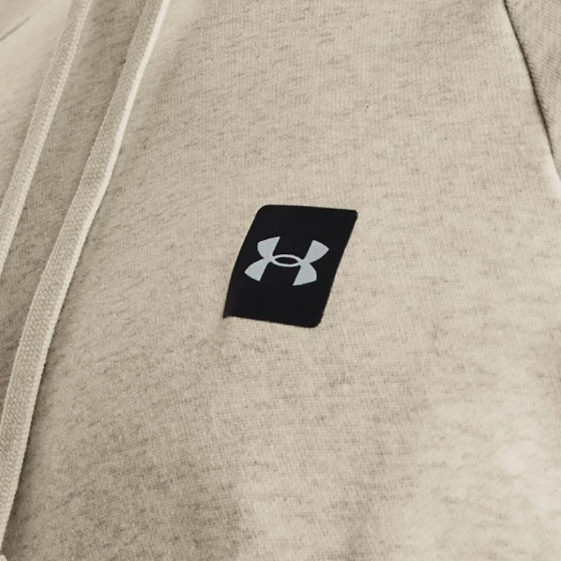 Under Armour Men's Rival Fleece Hoodie Stone / Onyx White 3 Under Armour Men's Rival Fleece Hoodie Stone / Onyx White - Image 3
