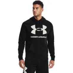 Under Armour Men's UA Rival Fleece Big Logo Hoodie Black / Onyx White