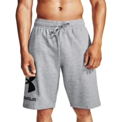 Under Armour Men's UA Rival Fleece Big Logo Shorts Mod Gray Light Heather / Black