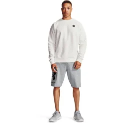Under Armour Men's UA Rival Fleece Big Logo Shorts Mod Gray Light Heather / Black -Canterbury Shop s7.v5 1357118 011 fsf
