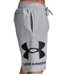 Under Armour Men's UA Rival Fleece Big Logo Shorts Mod Gray Light Heather / Black -Canterbury Shop s7.v5 1357118 011 sc