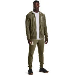 Under Armour Men's Rival Terry Full Zip Hoodie Tent / Onyx White -Canterbury Shop s7.v5 1370409 361 fsf