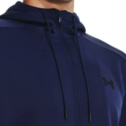 Under Armour Men's Fleece® Full-Zip Hoodie Midnight Navy / Black -Canterbury Shop s7.v5 1373357 410 collar