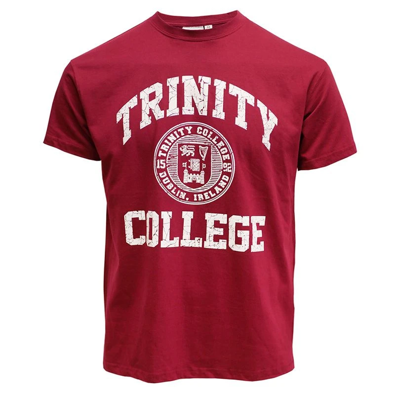 Trinity College Dublin Crest T-Shirt Burgundy / White 2 Trinity College Dublin Crest T-Shirt Burgundy / White - Image 2