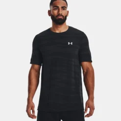 Under Armour Men's Seamless Wave Short Sleeve T-Shirt Black / Mod Grey