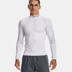 Under Armour Men's ColdGear® Armour Mock Long Sleeve Top White / Reflective