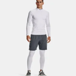 Under Armour Men's ColdGear® Armour Mock Long Sleeve Top White / Reflective -Canterbury Shop v5 1373828 100 fsf